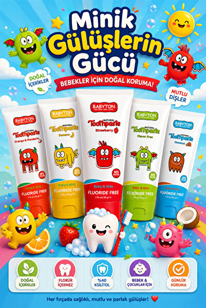 BABYTON Doğal Muz Diş Macunu Florürsüz 50 gr