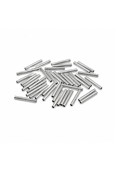 FlowerAksesuar 100 ADET - 3x21 mm Metal Boru Boncuk, Boru Boncuk, Metal Ara B...