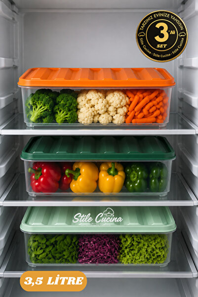 Stile Cucina Set of 3 Colorful Large Size Refrigerator Freezer Organizer and ...