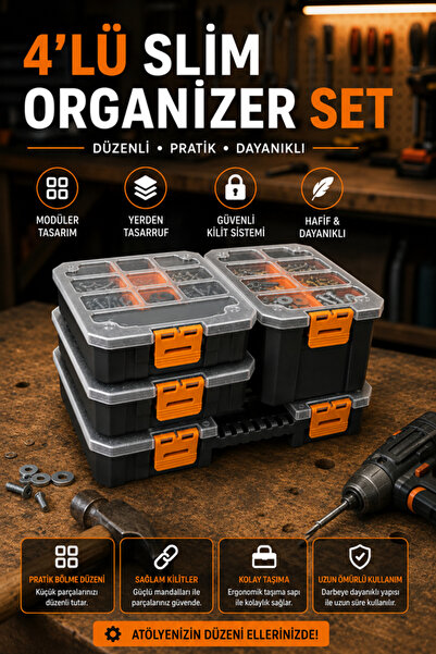 Begin Power 4’lü Slim Organizer Set Takım Çantası Vidalama Kutusu