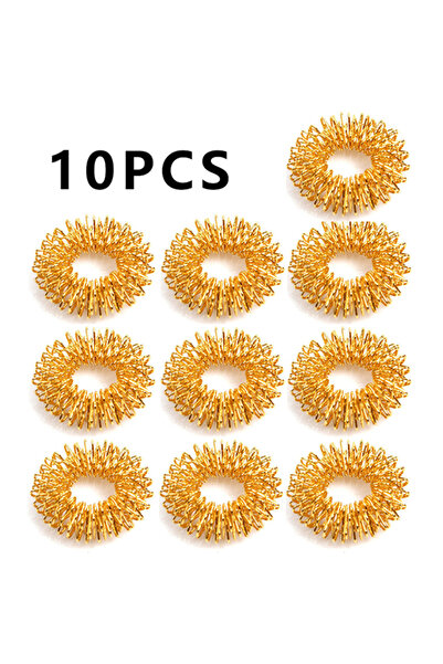 Choice1 Gold 10pcs Stainless Steel Finger Massage Ring Acupuncture Ring Thera...