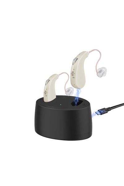 Choice Silver Rechargeable Behind-the-Ear Hearing Aids for Seniors with Noise...
