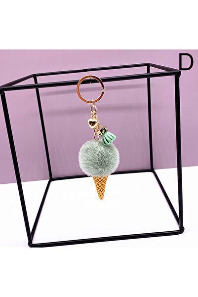 Choice D New Ice Cream Keychains for Women Men Plush Pompom Key Chain Rings P...