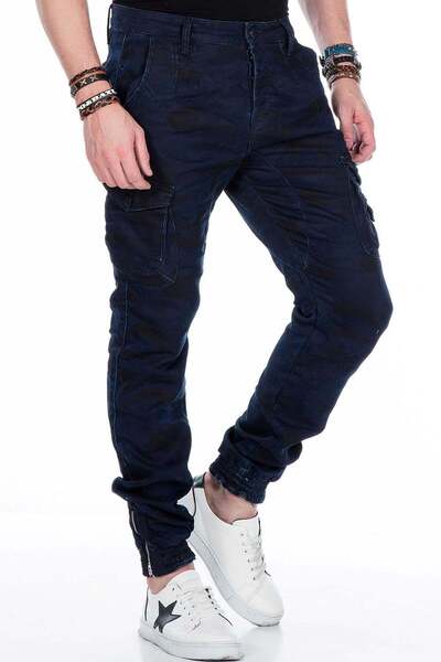 Cipo&Baxx CD422 Pantaloni de camuflaj cu buzunar cargo și picior îngust elastic