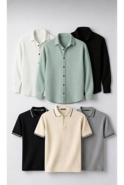 legends butik Erkek Mevsimlik 6’lı Kombin Set – 3’lü Ottoman Gömlek & 3’lü Pa...