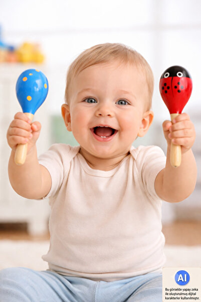 Bloomin 1Pc 20cm Wooden Egg Maracas Baby Kids Educational Auditory Toy Skill