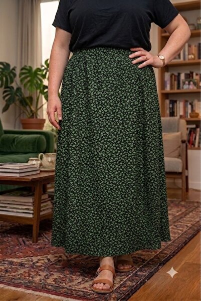 elma abone Plus Size Pigment1 Combed Cotton Elasticated Maternity Skirt