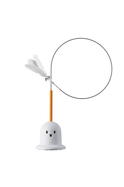 Choice WHITE Cat Toy Teaser Rod with Suction Cup Self - Entertaining Feather ...