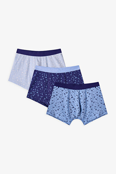 Penti Erkek Çocuk Mavi Cosmic Gezegen Desenli 3'lü Boxer