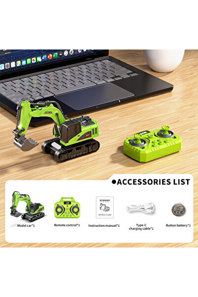 Choice4 Excavator-Green 1:64 Bluetooth Remote Control Crane And Forklift Two-...