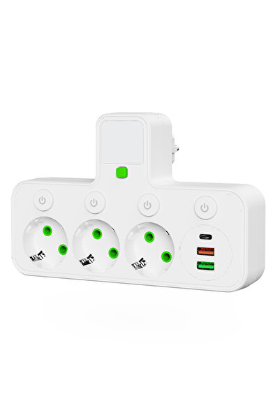 Choice EU Plug 3-White Wall Socket 4 AC Outlets 2 USB Ports 1 Type-C EU Plug ...