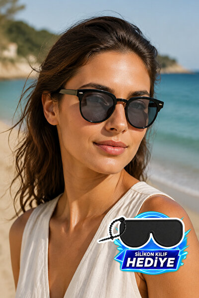 MİLANO KORS Women's Black Oval Frame Gradient Glass Sunglasses