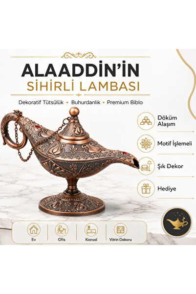 e-life shop Lüks Alaaddin Sihirli Lamba Tütsülük Buhurdanlık Dekoratif Biblo ...