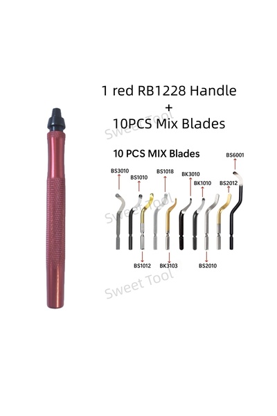 Choice Red X 10PCS MIX Deburring Tool Kit RB1228 with 10 MIX Blades Burr Remo...