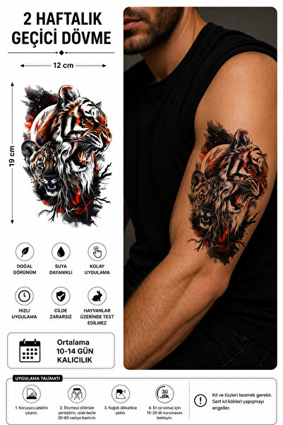 medink tattoo Gerçekçi Renkli Kaplan Model Geçici Kol Bacak Geçici Sticker Ya...