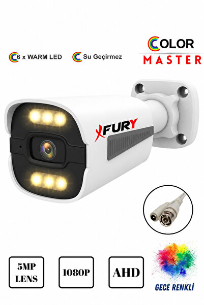 FURY 5mp Lens 1080p 6 x Ultra Led Gece Renkli Full HD Suya Dayanıklı Güvenlik...