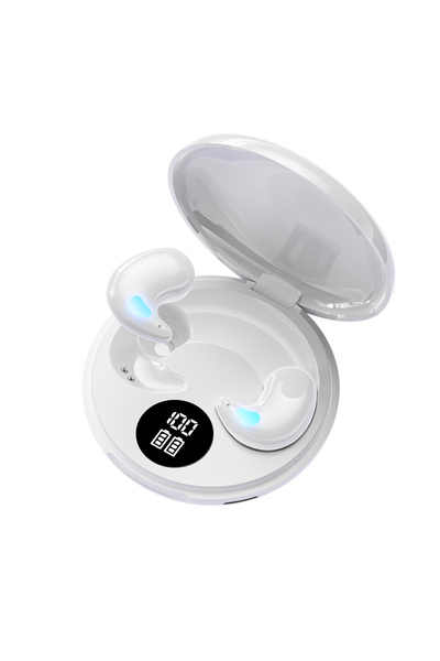 Choice1 سماعات أذن لاسلكية بيضاء تعمل بتقنية البلوتوث للنوم، مزودة بشاشة LED ...