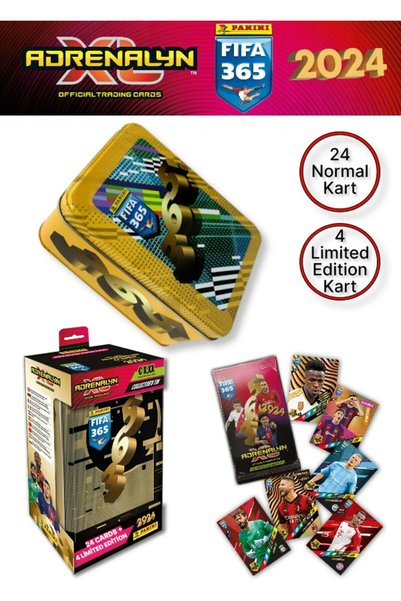Panini Adrenalyn Fifa 365 - 2024 Trading Card Tin Box - Metal Kutulu Futbolcu...