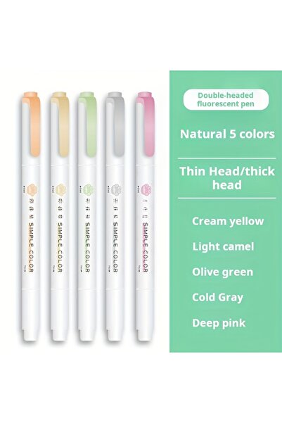 Choice Nature 5pcs Dual-Tip Highlighters, 20 Vibrant Colors - Quick-Dry, Soft...