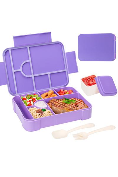 Choice 1330ml 1 7grid Purple 1pc Divided Bento Box Large Capacity Microwave L...
