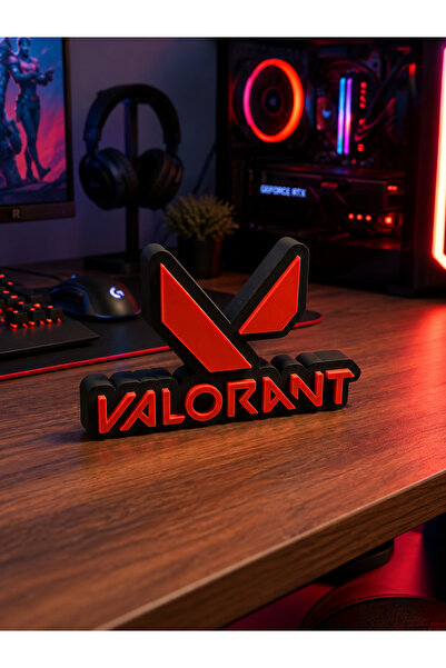 Genel Markalar 3D Valorant Logo Dekoratif Duvar Süsü – Oyuncu Odası Dekoru – ...