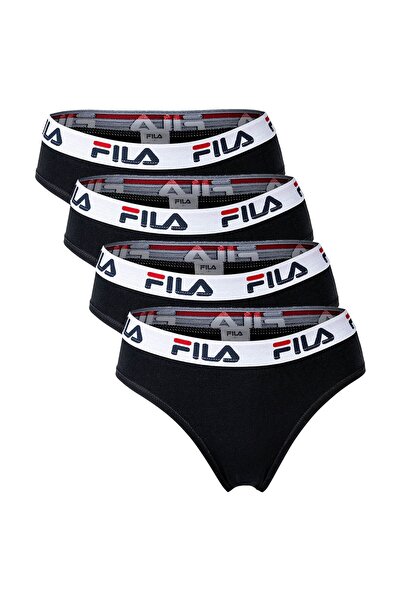 FILA Damen Slip - 4er Pack Briefs, Logo-Bund, Cotton Stretch, einfarbig