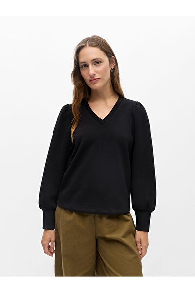 Object Pullover V-Ausschnitt Puffärmel