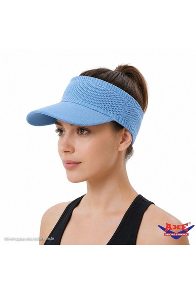 AXE SPORTSWEAR Light Blue Stretchy Visor Hat Uv Sun Protection Casual Beach T...