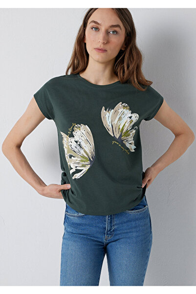 Mavi Butterfly Printed Green T-Shirt Regular Fit / Normal Cut 1614147-71551