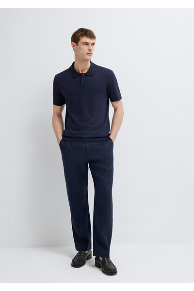 Mavi Navy Blue Linen Trousers 0010595-86623