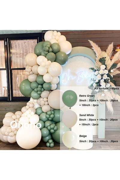 Choice7 as picture 145pcs Arch Cream Beige Green Balloon Garland Arch Kit Bab...