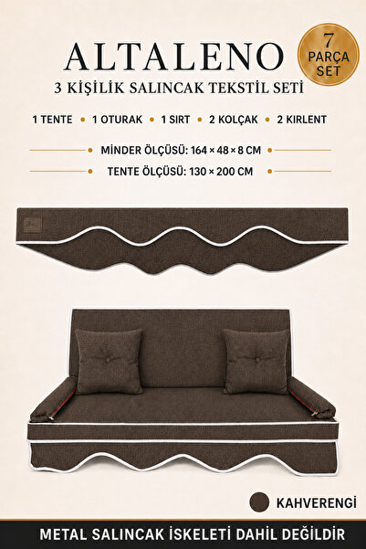 zishtekstil ALTALENO Kahverengi 3 Kişilik 164×48 cm Süngerli Bahçe Balkon Sal...