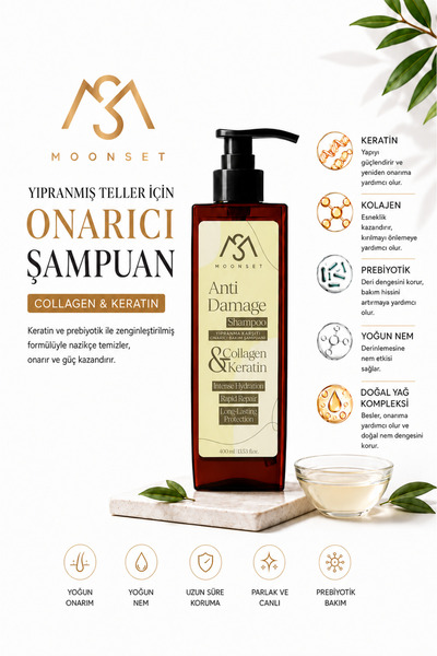moonset Nourishing and Repairing Herbal Hair Care Shampoo for Damaged, Dry an...