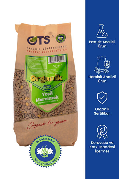 OTS Organik Yeşil Mercimek 750 gr (Organik Sertifikalı, Pestisit Analizli)