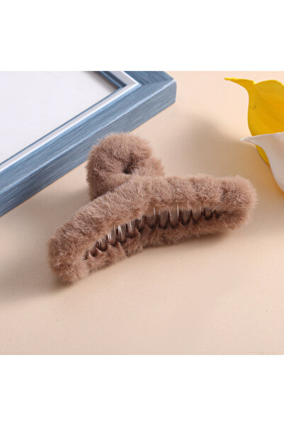 Choice3 brown Winter Plush Hair Claw Elegant Acrylic Hairpins Faux Fur Hair C...