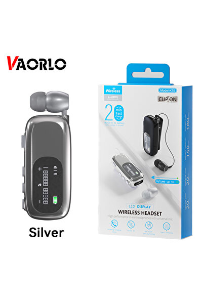 Choice1 Silver K75 Lavalier Business Bluetooth 5.4 Headphone Talk Time 20 Hou...
