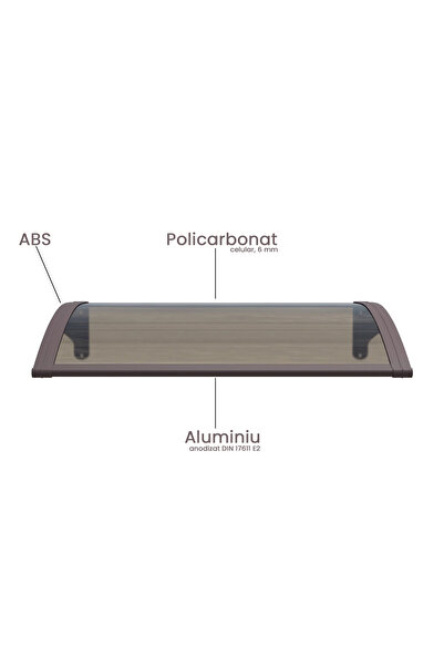 MAPROFI ​​​​​​​Copertina Usa Exterior PREMIUM, 40 x 60 cm, Placa Intreaga Bronz din Policarbonat 6 mm, Suporturi Maro din ABS