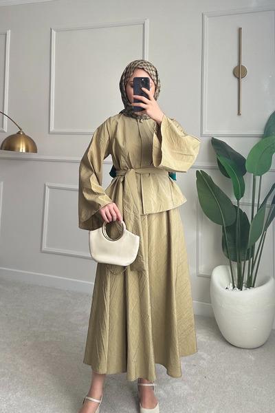 Nsade Ensade Polyester Fabric Spanish Sleeve Blouse & Elastic Waist Skirt Hij...