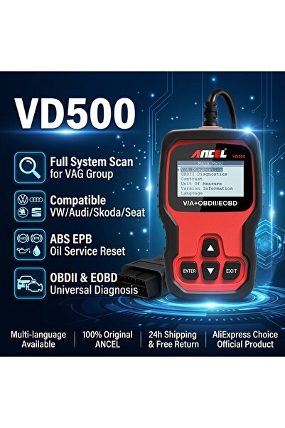 Choice Blue Ancel VD500 OBD2 Scanner Full System Scan ABS Oil EPB Reset OBD 2...