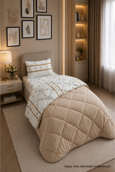 ELY PARKER Colorful Patterned Single Duvet with Plush Double-Sided Pillowcase...
