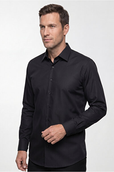 Kiğılı Uzun Kol Slim Fit Non Iron Ütü Gerektirmeyen Pamuklu Klasik Gömlek