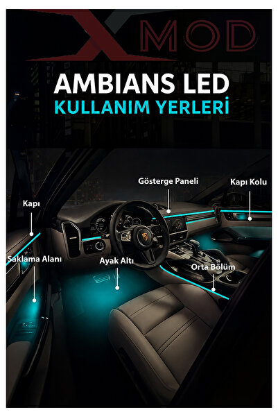 XMOD Araç Içi Ambians Ledi 7 Renkli Telefondan Kontrol 6 Metre Çakmaklık Girişli Neon Led