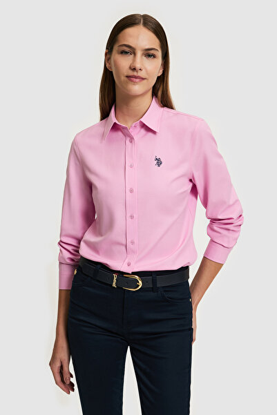 U.S. Polo Assn. Dámska ružová základná košeľa s dlhým rukávom 50324791-VR041