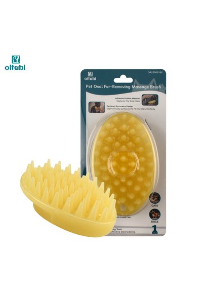 Choice 70mm x 110mm Yellow Oitabi Soft Rubber Pet Brush for Short Hair Dog & ...