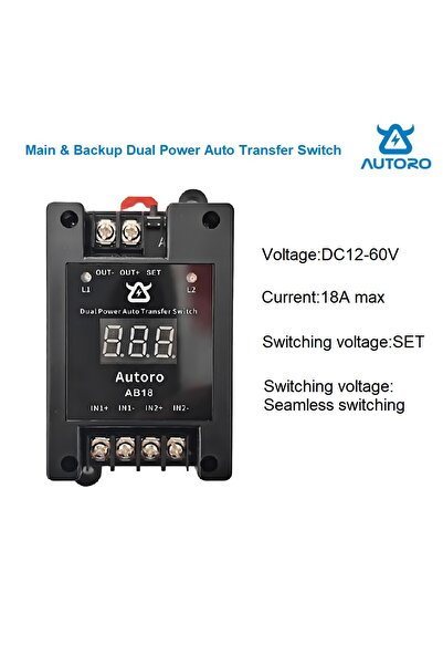 Choice 18A Autoro AB18A DC 12V-60V 18A Dual Power Automatic Transfer Switch A...
