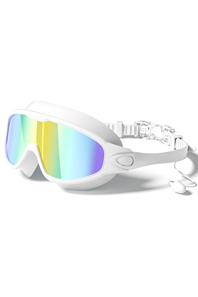 choice2 White Blue Adult Swimming Goggles Wide View Anti-Fog UV Protection Le...