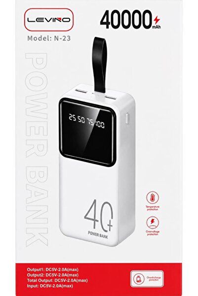 Levino N-23 40000mAh Power Bank with LED Display & Dual USB Output | High Cap...