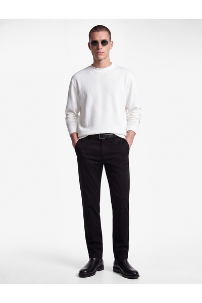 Koton Viscose Blended Pocketed Gabardine Slim Fit Fabric Trousers
