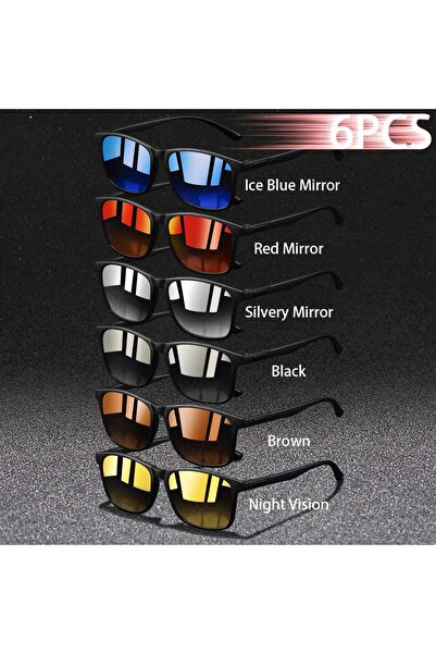 Choice1 6PCS-(EveryColor) 6PCS Fashion Vintage Square Sunglasses Men WomenDri...