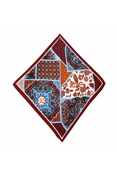 Axesoire 12353-1 Etro Desenli Kiremit Pliseli Saten Bandana Fular 50x50 cm